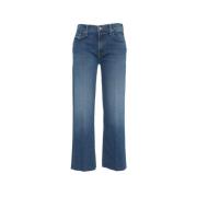 Stijlvolle Blauwe Jeans met Franjezoom Mother , Blue , Dames