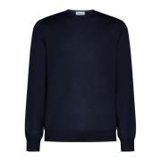 Blauwe Wollen Trui Ribgebreide Sweater D4.0 , Blue , Heren