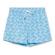 Polyester Zwemshorts met Elastische Riem Fedeli , Blue , Heren