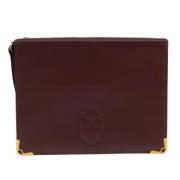 Pre-owned Leather clutches Cartier Vintage , Red , Dames