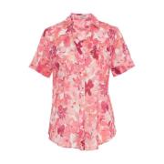 Rode Bloemen V-Hals Blouse Himon's , Multicolor , Dames