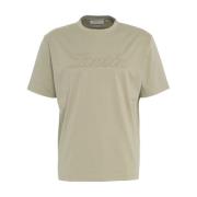 Olijf T-shirt Geribbelde Kraag Ronde Hals Lanvin , Green , Heren