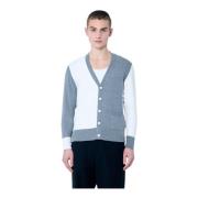 Gestreepte Katoenen Gebreide Vest Thom Browne , Gray , Heren