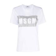 Katoenen T-shirt met uniek ontwerp Msgm , White , Dames