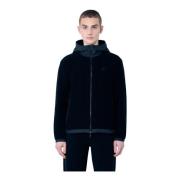 Fleece Zip-Up Vest met Capuchon Moncler , Black , Heren