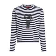 Ikon Print Stripe TOP Karl Lagerfeld , Black , Dames