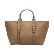 Bruine Leren Handtas met Gouden Details Michael Kors , Brown , Dames