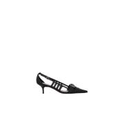 Zwarte Slingback Puntige Neus Platte Schoenen Pinko , Black , Dames