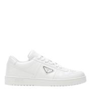 Witte leren sneakers met logodetails Prada , White , Heren