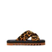 Luipaardprint Open Teen Sandalen Stella McCartney , Brown , Dames