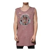 Bruine Mouwloze Katoenen T-shirt Dolce & Gabbana , Pink , Heren