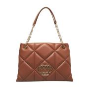 Geblokte Bruine Schoudertas Stijlvol Functioneel Love Moschino , Brown...