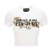 Kristalversierd wit T-shirt Polo Versace Jeans Couture , White , Dames