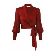 Granaat Zijden Wrap Top Zimmermann , Red , Dames