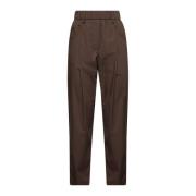 Bruine Katoenen Tapered Leg Broek Brunello Cucinelli , Brown , Dames