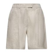 Linnen Geplooide Beige Broek Brunello Cucinelli , Beige , Dames