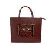 Grote Handtas met Metalen Logo Elisabetta Franchi , Red , Dames