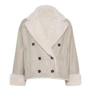 Omkeerbare Beige Jas met Hoornknopen Brunello Cucinelli , Beige , Dame...