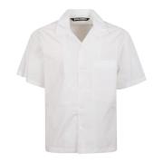 Witte Logo Klassieke Shirt Palm Angels , White , Heren