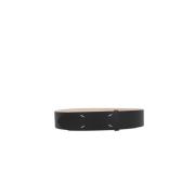 Zwart Leren Verstelbare Riem Vier Stiksels Maison Margiela , Black , D...