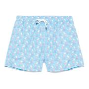 Polyester Zwemshorts met Elastische Riem Fedeli , Blue , Heren