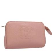 Pre-owned Leather pouches Chanel Vintage , Pink , Dames