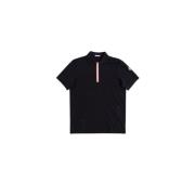 Navy Half-Zip Polo Shirt met Tricolor Details Moncler , Black , Heren