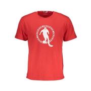 Rood Katoen Logo Print T-Shirt Bikkembergs , Red , Heren