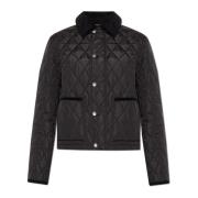 Gewatteerde jas met corduroy kraag Burberry , Black , Dames