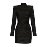 Korte jurk met opstaande kraag Balmain , Black , Dames