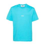 Blauw Katoenen T-Shirt Msgm , Blue , Heren