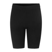 Zwarte Geribbelde Gebreide Biker Shorts Samsøe Samsøe , Black , Dames