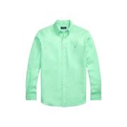 Custom Fit Linnen Overhemd Polo Ralph Lauren , Green , Heren