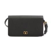 Zwarte V-Logo Portemonnee Riem Tas Valentino Garavani , Black , Dames