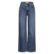 Glitter Wide Leg Jeans Street One , Blue , Dames