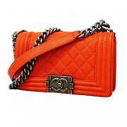 Pre-owned Leather shoulder-bags Chanel Vintage , Orange , Dames