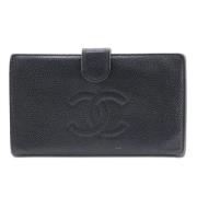 Pre-owned Leather wallets Chanel Vintage , Black , Dames