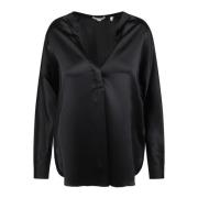 Elegante V-hals blouse Vince , Black , Dames