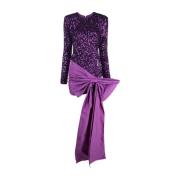 Strik Minijurk Korte Mouw Rotate Birger Christensen , Purple , Dames