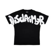 Korte Mouw T-shirt met Graffiti Print Disclaimer , Black , Heren