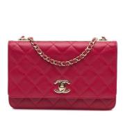 Pre-owned Leather wallets Chanel Vintage , Pink , Dames