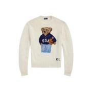 Polo Bear Katoen Linnen Trui Polo Ralph Lauren , White , Dames