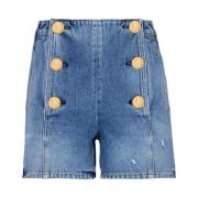 Denim shorts met knopen Balmain , Blue , Dames