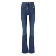 Blauwe Denim Jeans met Strikdetail Elisabetta Franchi , Blue , Dames