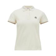 Logo Patch Piquet Polo Moncler , White , Dames