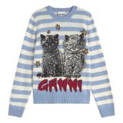 Grafische Kat Trui met Strepen Ganni , Multicolor , Dames