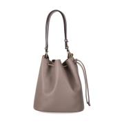 Grijze Gehamerd Leren Bucket Tas Furla , Gray , Dames