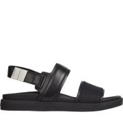 Stijlvolle Zwarte Leren Heren Sandalen Calvin Klein , Black , Heren