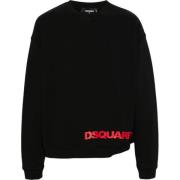 Zwart Logo Print Sweatshirt Dsquared2 , Black , Heren