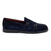 Leren Suède Loafers Santoni , Blue , Heren